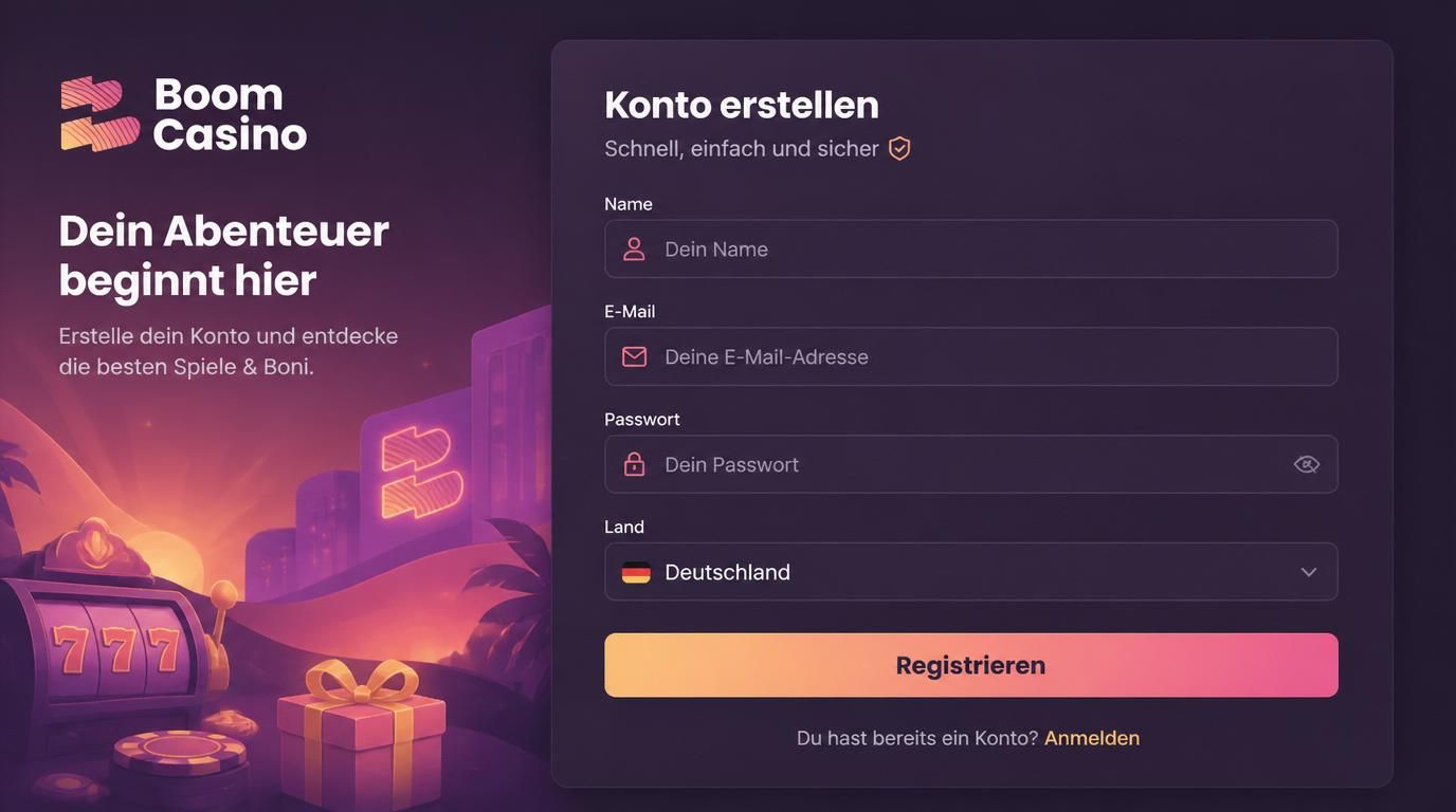  Formular zur Registrierung bei Boom Casino Deutschland 